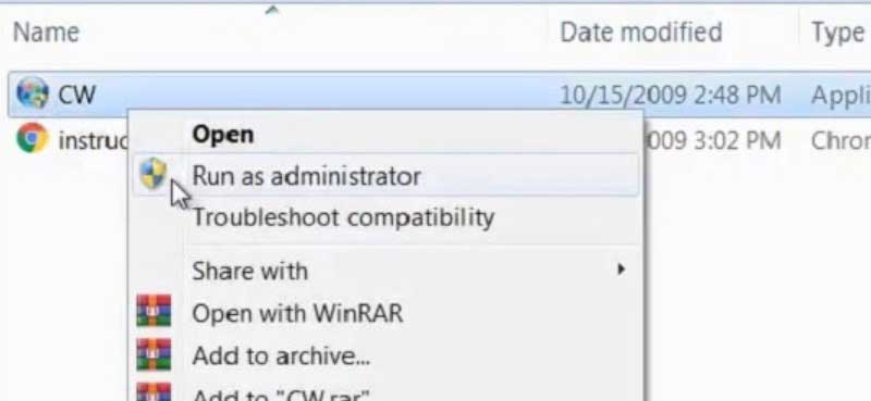 Chạy file setup bằng quyền admin