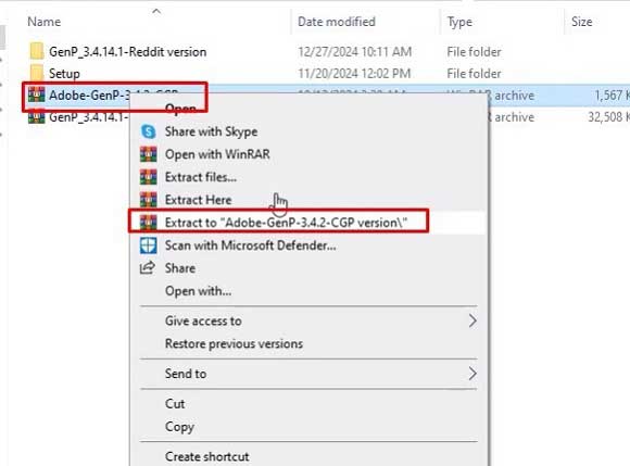 Giải nén thư mục Adobe-GenP-3.4.2-CGP