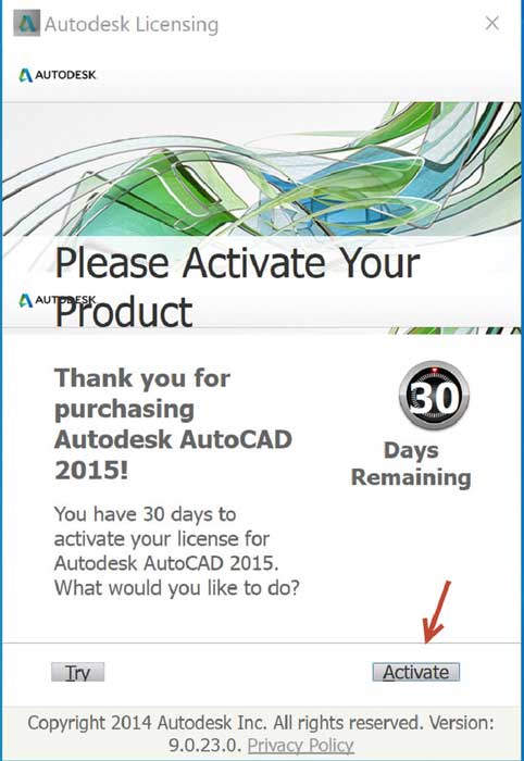 Nhấn Activate để bắt đầu kích hoạt