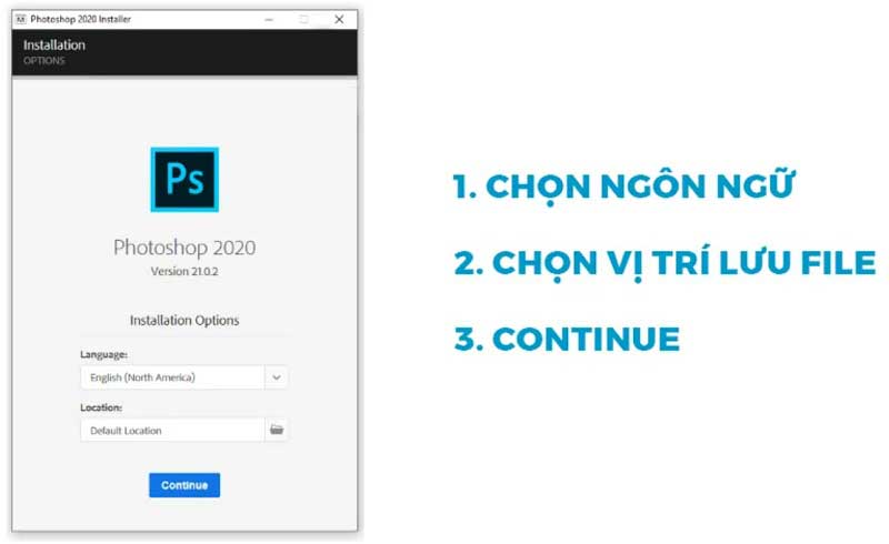 Nhấn Continue