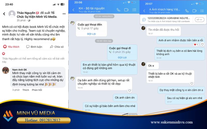 Đánh giá phản hồi từ khách hàng đến dịch vụ của Sự Kiện Minh Vũ